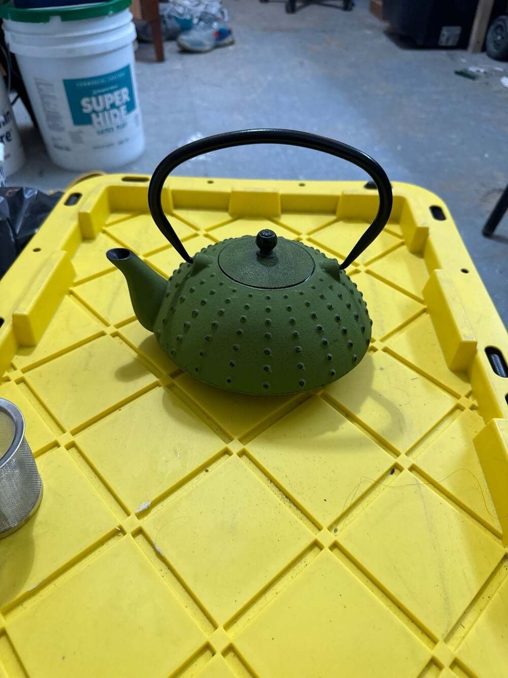 Well Equipped Kitchen Green Cast Iron Teapot with Infuser - Hobnail Tetsubin Sty